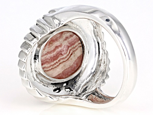 Southwest Style by JTV™ 14x11mm oval cabochon rhodochrosite solitaire sterling silver ring - Size 7
