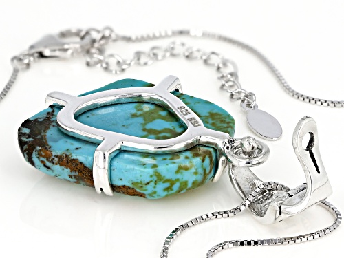 Southwest Style by JTV™ free-form turquoise rough sterling silver enhancer with chain