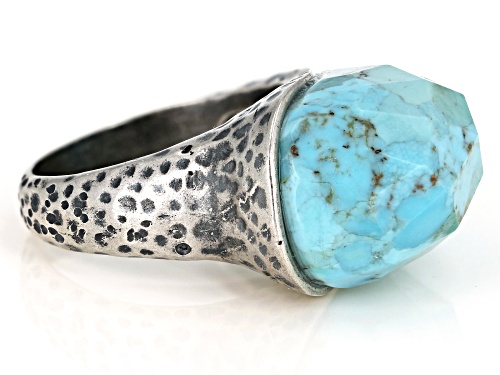 Southwest Style by JTV™ free-form Mohave Kingman turquoise sterling silver ring - Size 8