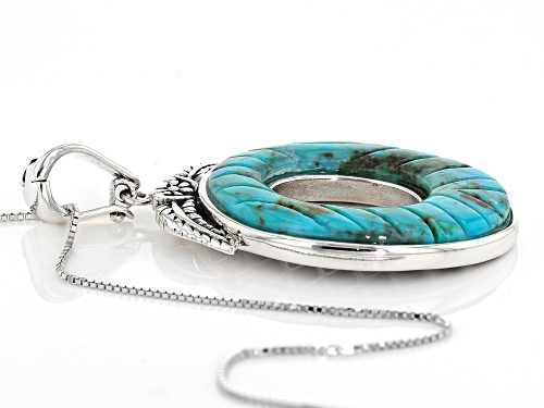 Southwest Style by JTV™ carved turquoise sterling silver enhancer with chain