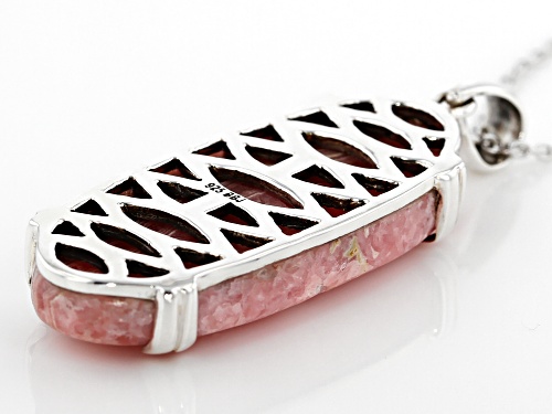 Southwest Style By JTV™ Elongated Oval Rhodochrosite Sterling Silver Pendant With Chain