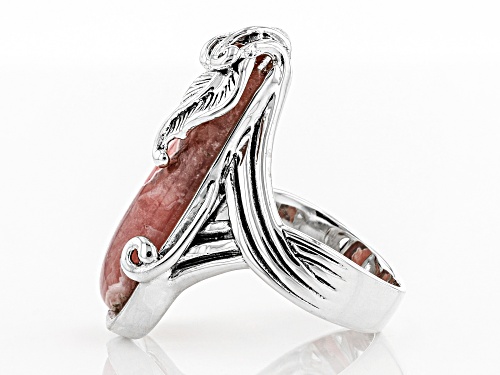 Southwest Style By JTV™ Custom Shape Rhodochrosite Silver Solitaire Ring - Size 6