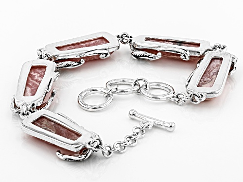 Southwest Style By JTV™ 21x8mm Custom Shape Rhodochrosite Silver Bracelet - Size 7
