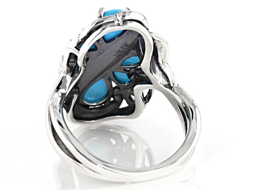 Southwest Style by JTV™ pear shape Sleeping Beauty turquoise rhodium over sterling silver ring - Size 5