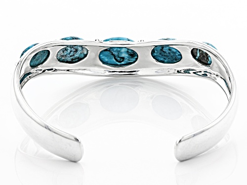 Southwest Style by JTV™ Oval Kingman Turquoise Sterling Silver Chevron Cuff Bracelet - Size 8