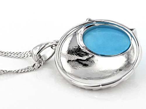 Southwest Style by JTV™ 14x10mm Sleeping Beauty Turquoise Rhodium Over Silver Pendant With Chain