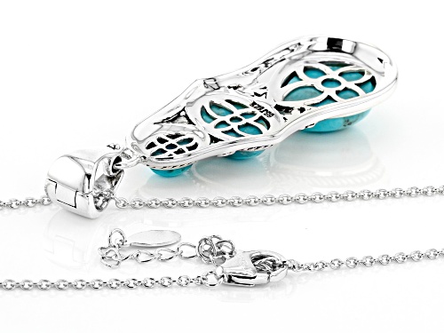 Southwest Style By JTV™ Pear Shape & Oval Turquoise 3-Stone Silver Enhancer/Pendant With Chain