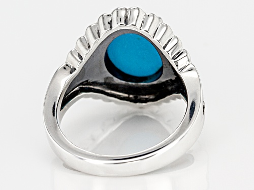 Southwest Style By JTV™ 12x10mm Oval Sleeping Beauty Turquoise Rhodium Over Sterling Silver Ring - Size 12