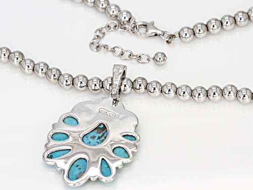 Southwest Style By JTV™ Mixed Shape Turquoise Rhodium Over Silver Enhancer and 6mm Bead Strand