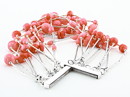 Southwest Style By JTV™ Mixed Shape, MM and Cut Peach Coral Liquid Silver 10-Strand Bead Bracelet - Size 7.5