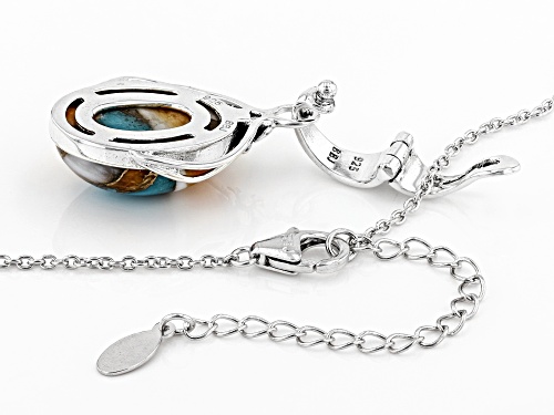 Southwest Style By JTV™ Kingman Turquoise/Spiny Oyster Shell Rhodium Over Silver Enhancer W/Chain