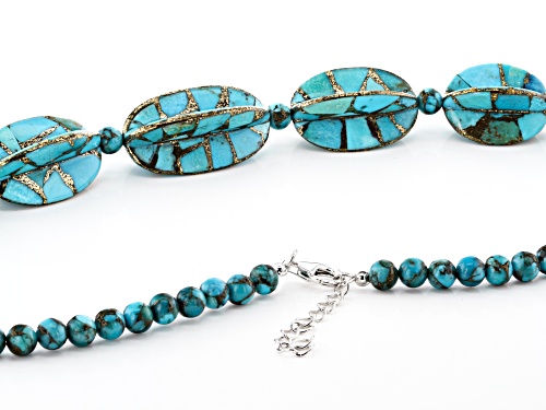 Southwest Style By JTV™ Custom Shape and Bead Turquoise Rhodium Over Silver Necklace - Size 18