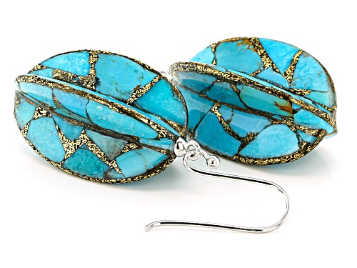 Southwest Style By JTV™ Custom Shape Turquoise Rhodium Over Silver Dangle Earrings