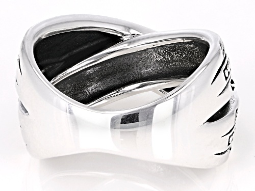 Southwest Style By JTV™ Rhodium Over Sterling Silver Crossover Band Ring - Size 8