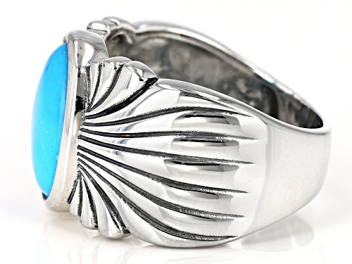 Southwest Style By JTV™ Oval Sleeping Beauty Turquoise  Rhodium Over Sterling Silver Ring - Size 8