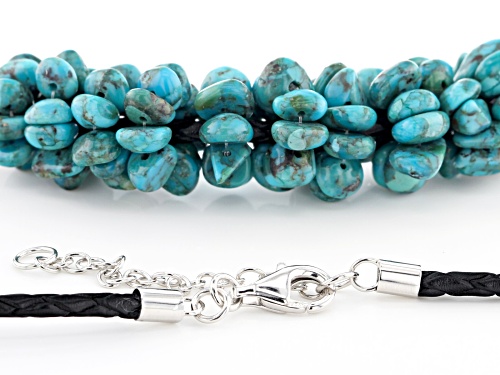 Southwest Style By JTV™ Free Form Turquoise Nuggets Rhodium Over Silver Leather Cord Necklace - Size 18