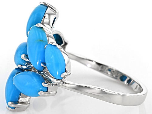 Southwest Style By JTV™ 8x4mm & 6x3mm Marquise Sleeping Beauty Turquoise Rhodium Over Silver Ring - Size 8