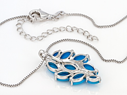 Southwest Style By JTV™ Marquise Turquoise Rhodium Over Sterling Silver Pendant With Chain