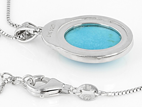 Southwest Style By JTV™ 16x12mm Oval Sleeping Beauty Turquoise Rhodium Over Silver Pendant W/Chain