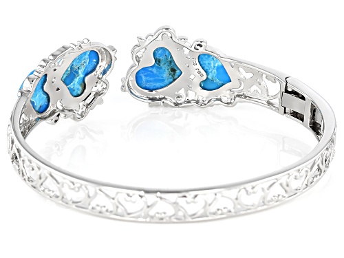 Southwest Style By JTV™ Heart Shape Turquoise Rhodium Over Sterling Silver Bracelet - Size 8