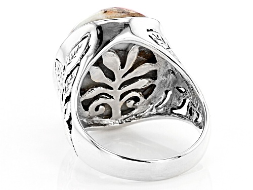 Southwest Style By JTV™ Oval Spiny Oyster Shell Rhodium Over Sterling Silver Ring - Size 8