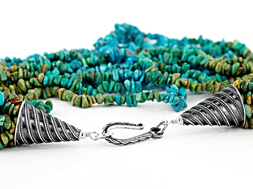 Southwest Style By JTV™ Free-Form Blue & Green Turquoise Rhodium Over Silver 10-Strand Necklace - Size 18