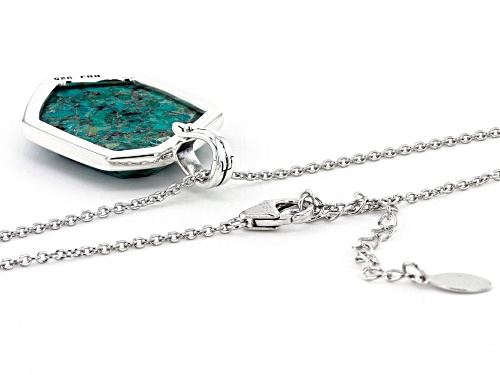 Southwest Style By JTV™ Custom Turquoise Solitaire, Rhodium Over Sterling Silver Enhancer W/Chain