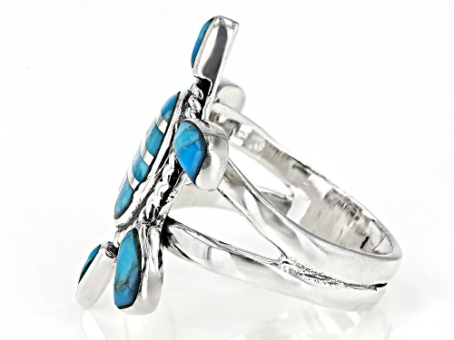 Southwest Style By JTV™ Mixed Shapes Inlaid Turquoise Sterling Silver Turtle Ring - Size 8
