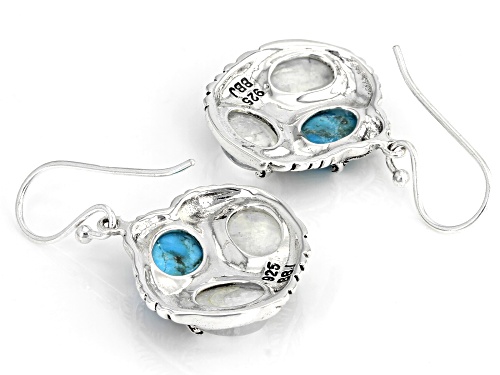 Southwest Style By JTV™ Oval Turquoise And Rainbow Moonstone Rhodium Over Silver Earrings
