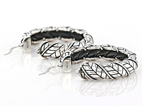 Southwest Style By JTV™ Rhodium Over Sterling Silver Wrapped Feather Hoop Earrings