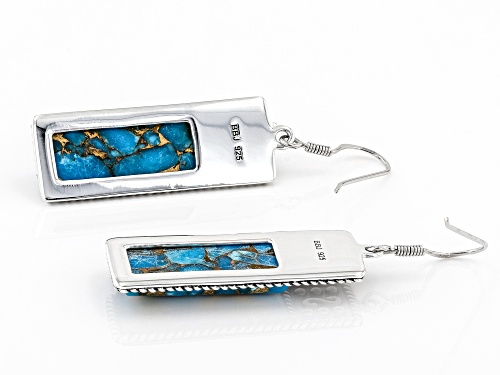 Southwest Style By JTV™ 23x9mm Rectangular Turquoise Rhodium Over Silver Dangle Earrings