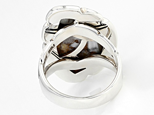 Southwest Style By JTV™ 23x14mm Custom Shape Spiny Oyster Shell Rhodium Over Silver Ring - Size 8