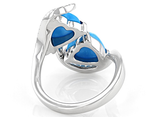 Southwest Style By JTV™ 9mm Heart Shape Sleeping Beauty Turquoise Rhodium Over Silver Bypass Ring - Size 8