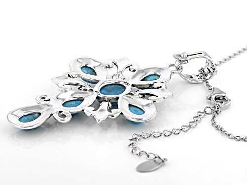 Southwest Style By JTV™ Mixed Shapes Turquoise Rhodium Over Silver Cross Enhancer With 18