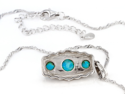Southwest Style By JTV™ Round Blue Turquoise Rhodium Over Silver 3-Stone Pendant With 18