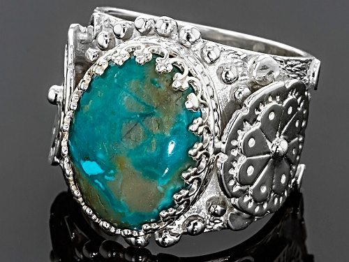 Southwest Style By Jtv ™ Oval Cabochon Fox Nevada Turquoise Sterling Silver Ring - Size 6