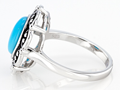 Southwest Style By JTV™ 10X8mm Sleeping Beauty Turquoise Rhodium Over Sterling Silver Ring - Size 8