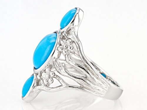Southwest Style By JTV™ Sleeping Beauty Turquoise Rhodium Over Silver 3 Stone Ring - Size 9