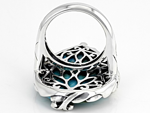 Southwest Style By JTV™ 30X22 Pear Shaped Blue Turquoise Rhodium Over Silver Ring - Size 7