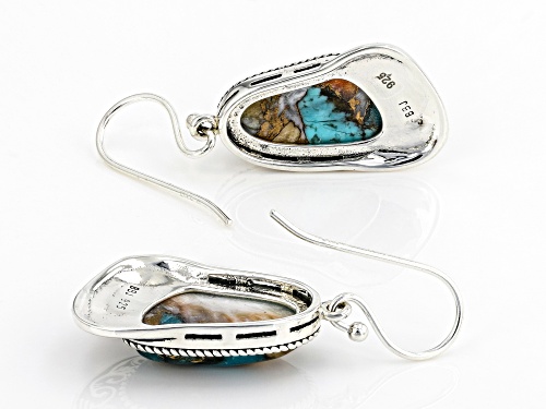 Southwest Style By JTV™17X10MM Blended Turquoise and Spiny Oyster Shell Rhodium Over Silver Earrings