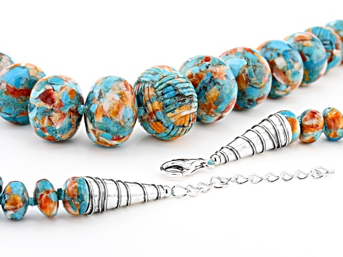 Southwest Style By JTV™ Blended Turquoise and Spiny Oyster Shell Rhodium Over Silver Necklace - Size 19
