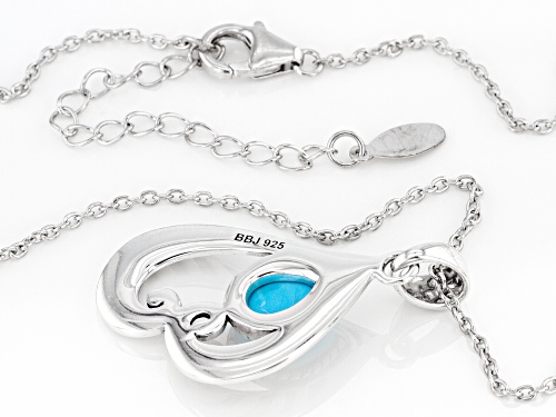 Southwest Style By JTV™ Pear Shape Sleeping Beauty Turquoise Rhodium Over Silver Pendant with Chain