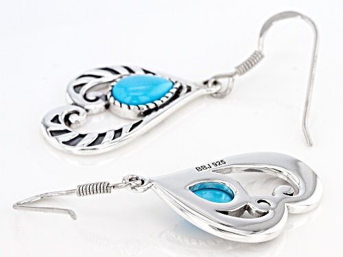 Southwest Style By JTV™ Pear Shape Sleeping Beauty Turquoise Rhodium Over Silver Earrings