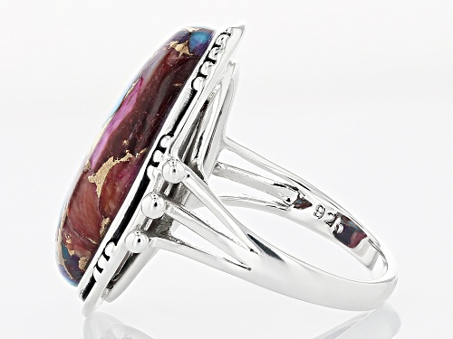 Southwest Style By JTV™ Blended Purple Spiny Oyster with Turquoise Rhodium Over Silver Ring - Size 6