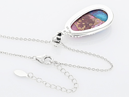 Southwest Style By JTV™ Purple Spiny Oyster with Turquoise Rhodium Over Silver Pendant w/ Chain