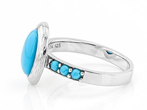 Southwest Style By JTV™ Oval and Round Sleeping Beauty Turquoise Rhodium Over Silver Ring - Size 12