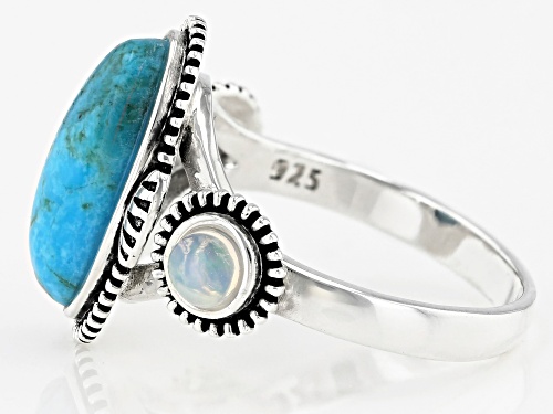 Southwest Style By JTV™ Turquoise & Opal Rhodium Over Sterling Silver Ring - Size 8