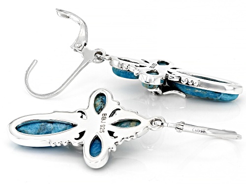 Southwest Style By JTV™ Blue Turquoise Rhodium Over Sterling Silver Cross Earrings