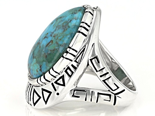 Southwest Style By JTV™ Free Form Turquoise Rhodium Over Sterling Silver Ring - Size 10