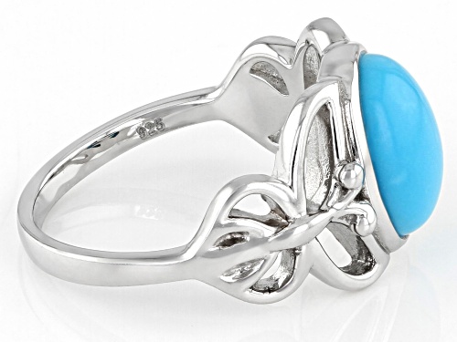 Southwest Style By JTV™, Sleeping Beauty Turquoise with Butterfly Detailing Rhodium Over Silver Ring - Size 8